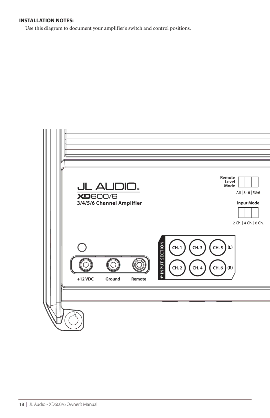 JL Audio XD600/6 owner manual Installation Notes 